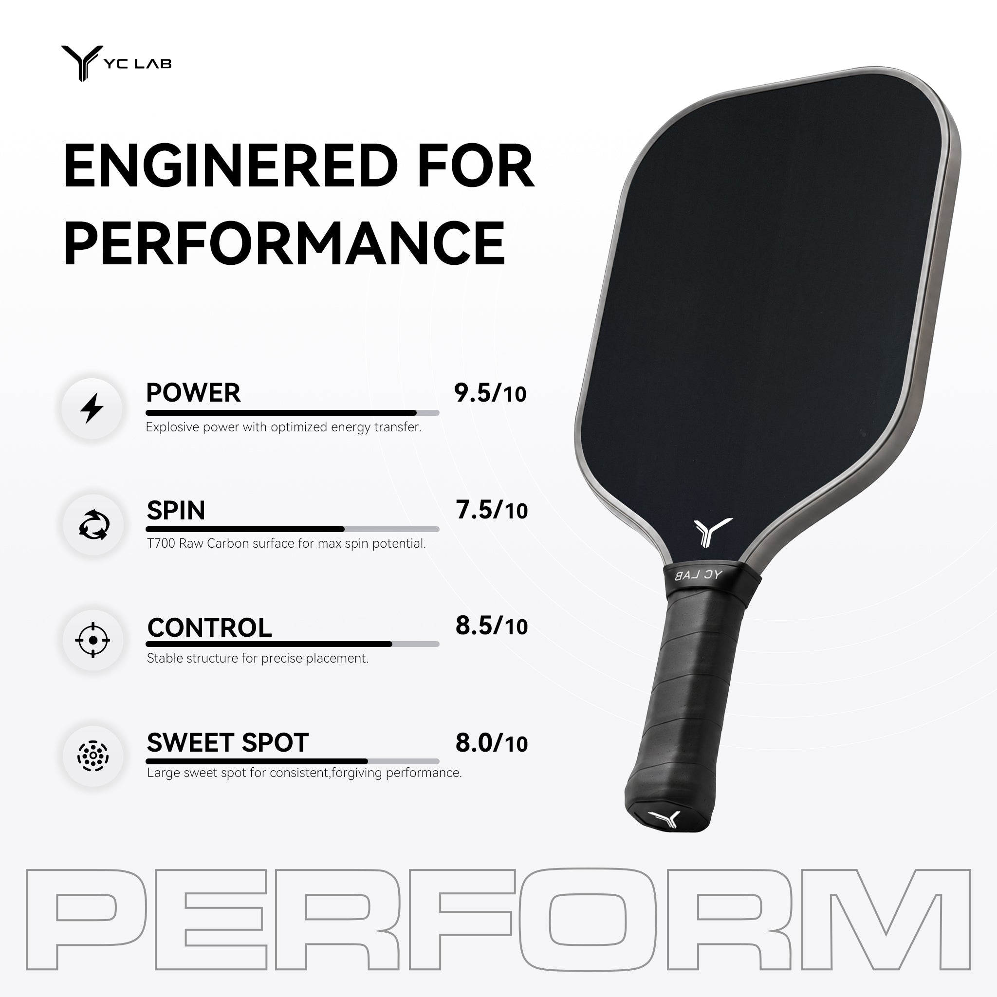 YC01 Thermoformed Pickleball Paddle Power Toray T700 Carbon Fiber
