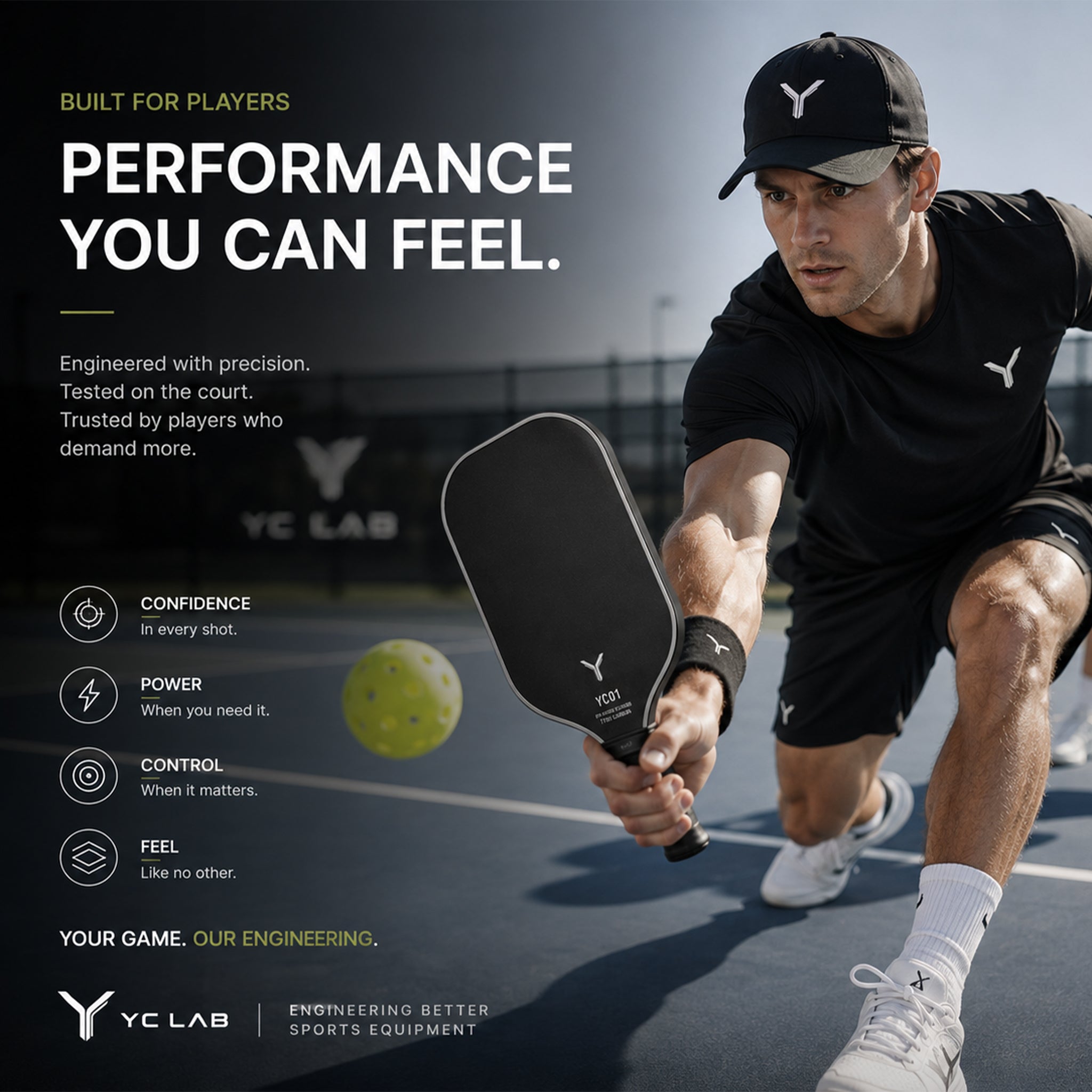 YC01 Thermoformed Pickleball Paddle | PP Honeycomb Core | Toray® T700 Carbon Fiber | Private Label & Custom Development