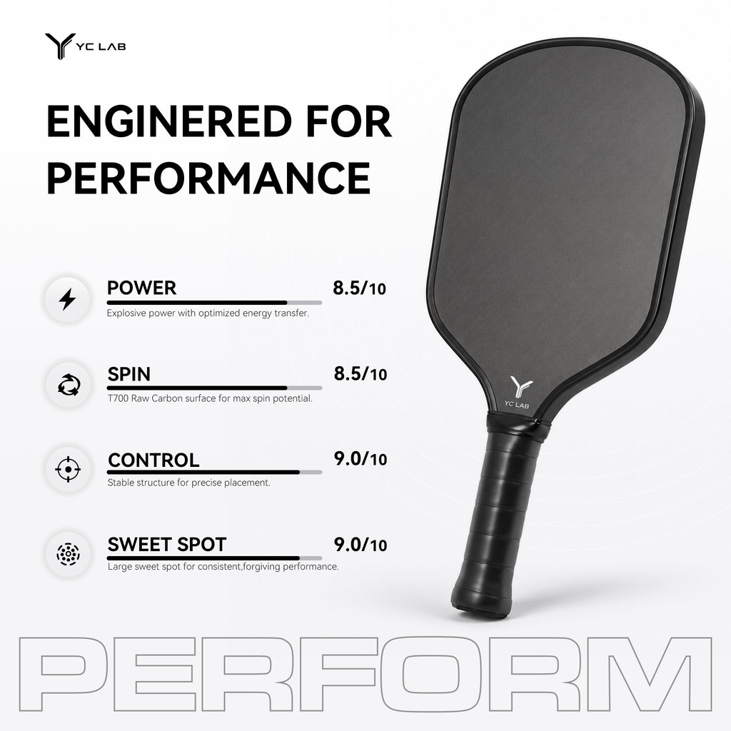 YC02 Hybrid Thermoformed Pickleball Paddle | PP Honeycomb Core | Toray® T700 Carbon Fiber | Private Label & Custom Development