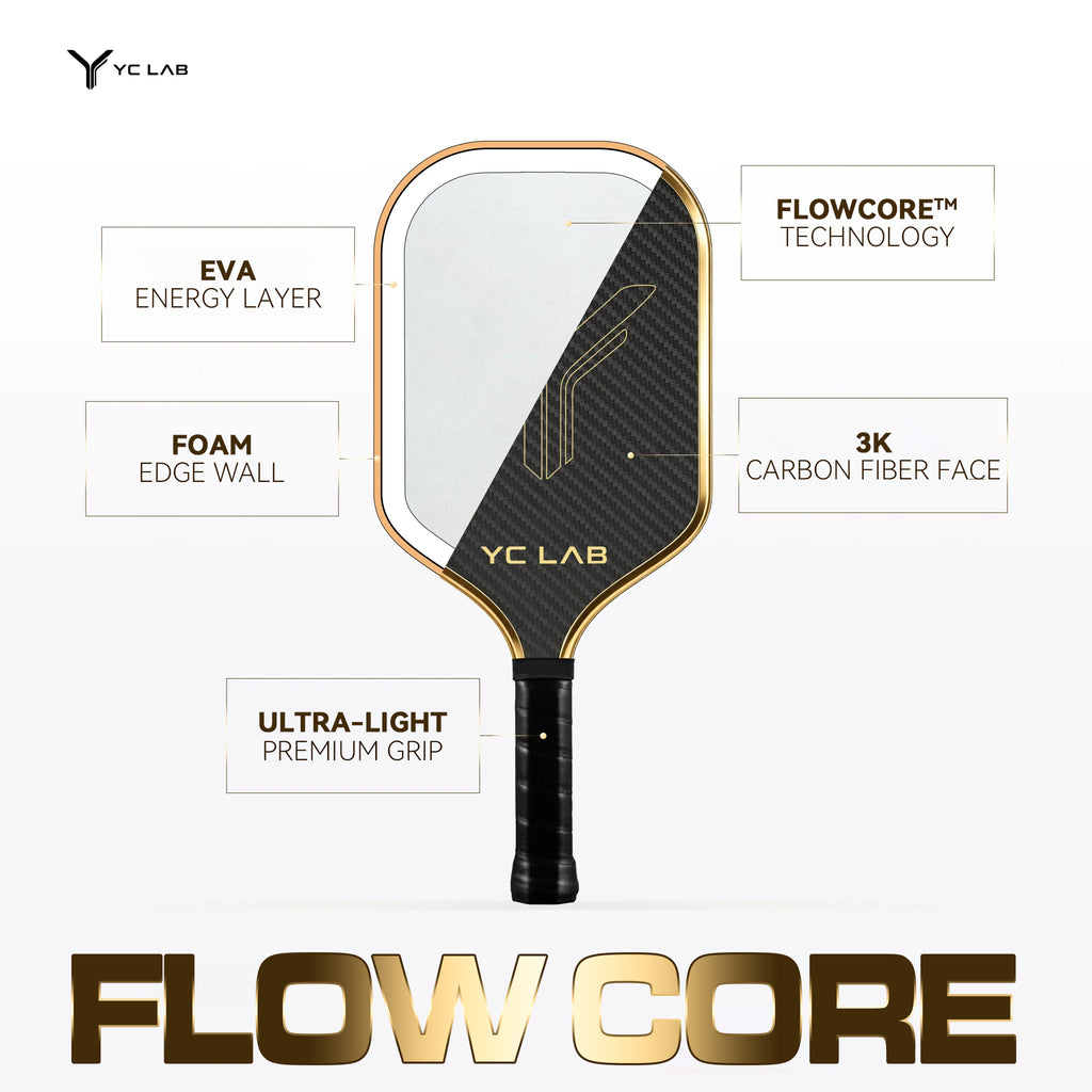 YM01 FlowCore™ Thermoformed Pickleball Paddle | EVA+MPP Core | 3K Carbon Fiber | Diamond Surface