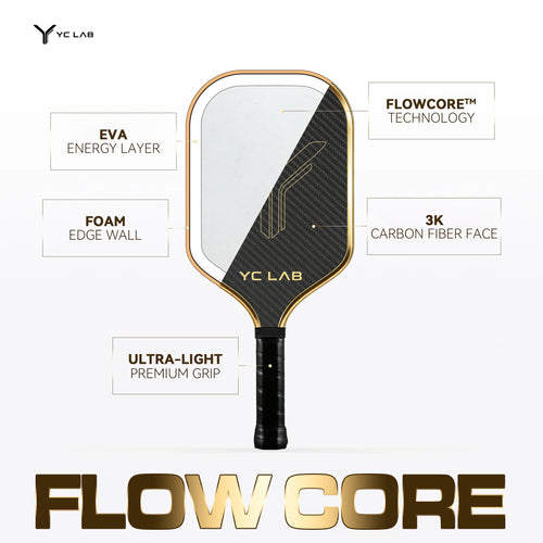 YM01 FlowCore™ Thermoformed Pickleball Paddle | EVA+MPP Core | 3K Carbon Fiber | Diamond Surface